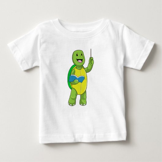 Turtle as Teacher with Book & Pointer Baby T-shirt (Vorderseite)