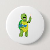 Turtle as Teacher with Book & Pointer Button (Vorderseite)