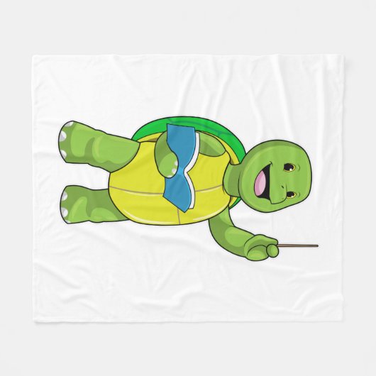 Turtle as Teacher with Book & Pointer Fleecedecke (Vorderseite (Horizontal))