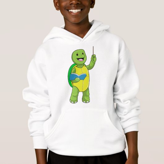Turtle as Teacher with Book & Pointer Hoodie (Vorderseite)