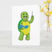 Turtle as Teacher with Book & Pointer Karte (Gelbe Blume)