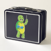 Turtle as Teacher with Book & Pointer Metall Brotdose (Rückseite)