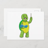 Turtle as Teacher with Book & Pointer Postkarte (Vorne/Hinten)