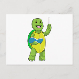 Turtle as Teacher with Book & Pointer Postkarte