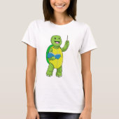 Turtle as Teacher with Book & Pointer T-Shirt (Vorderseite)
