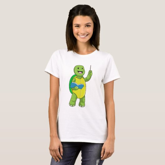 Turtle as Teacher with Book & Pointer T-Shirt (Vorne ganz)