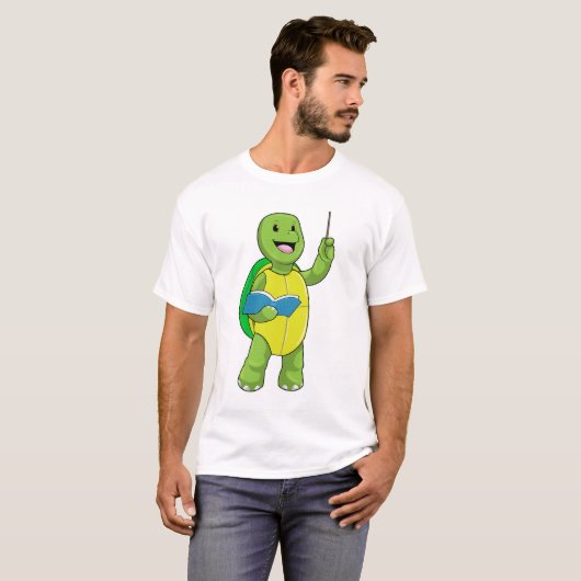 Turtle as Teacher with Book & Pointer T-Shirt (Vorne ganz)