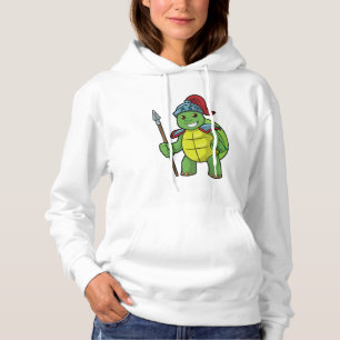 Turtle as Warrior with Spear & Helmet Hoodie
