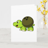 Turtle at Bowling with Bowling ball Karte (Gelbe Blume)