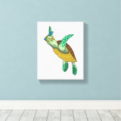 Turtle at Diving with Snorkel Leinwanddruck (Insitu (Holzboden))