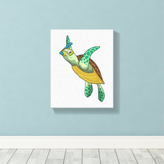 Turtle at Diving with Snorkel Leinwanddruck (Insitu (Holzboden))