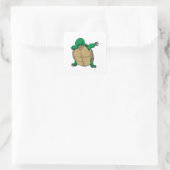 Turtle at Hip Hop Dance Dab Quadratischer Aufkleber (Tasche)