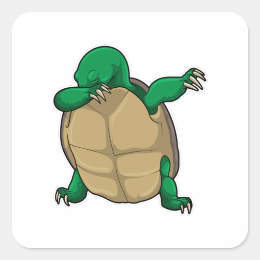 Turtle at Hip Hop Dance Dab Quadratischer Aufkleber (Vorderseite)