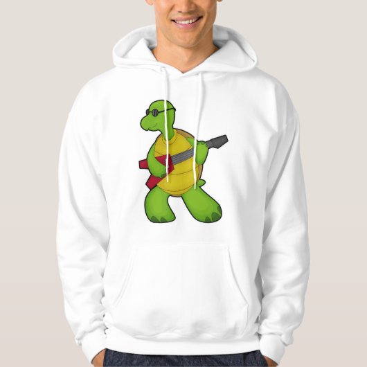 Turtle at Music mit Gitarre & Sonnenbrille Hoodie (Vorderseite)