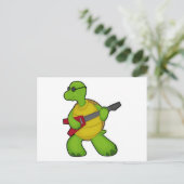 Turtle at Music mit Gitarre & Sonnenbrille Postkarte (Stehend Vorderseite)