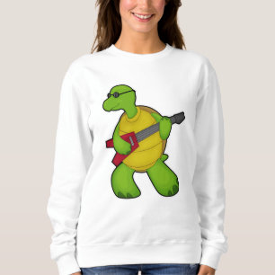 Turtle at Music mit Gitarre & Sonnenbrille Sweatshirt