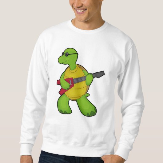 Turtle at Music mit Gitarre & Sonnenbrille Sweatshirt (Vorderseite)