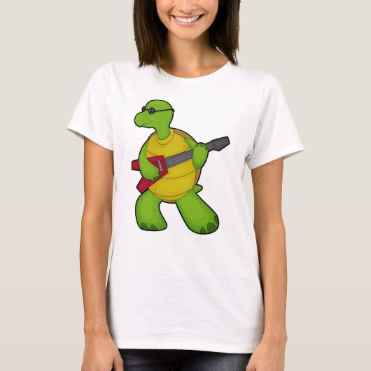 Turtle at Music mit Gitarre & Sonnenbrille T-Shirt (Vorderseite)