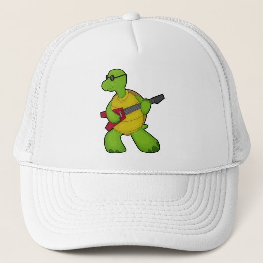 Turtle at Music mit Gitarre & Sonnenbrille Truckerkappe (Vorderseite)