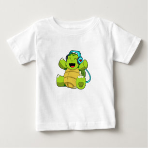 Turtle at Music mit Headphone Baby T-shirt