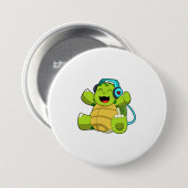 Turtle at Music mit Headphone Button (Vorne & Hinten)