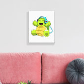 Turtle at Music mit Headphone Leinwanddruck (Insitu (Wohnzimmer))