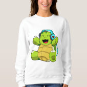 Turtle at Music mit Headphone Sweatshirt (Vorderseite)