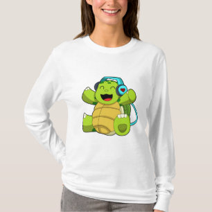 Turtle at Music mit Headphone T-Shirt