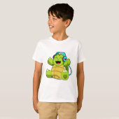 Turtle at Music mit Headphone T-Shirt (Vorne ganz)