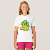 Turtle at Music mit Headphone T-Shirt (Vorne ganz)