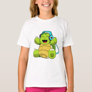 Turtle at Music mit Headphone T-Shirt