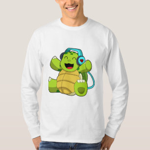 Turtle at Music mit Headphone T-Shirt