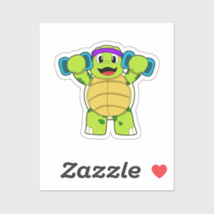 Turtle at Strength Training & Dumbells Aufkleber