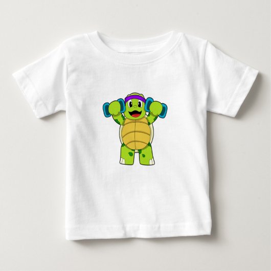 Turtle at Strength Training & Dumbells Baby T-shirt (Vorderseite)
