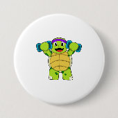Turtle at Strength Training & Dumbells Button (Vorderseite)