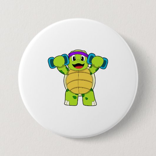 Turtle at Strength Training & Dumbells Button (Vorderseite)