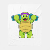 Turtle at Strength Training & Dumbells Fleecedecke (Vorderseite)