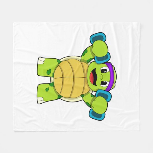 Turtle at Strength Training & Dumbells Fleecedecke (Vorderseite (Horizontal))