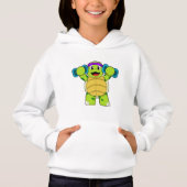 Turtle at Strength Training & Dumbells Hoodie (Vorderseite)