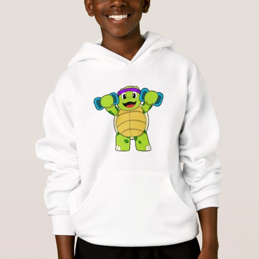 Turtle at Strength Training & Dumbells Hoodie (Vorderseite)