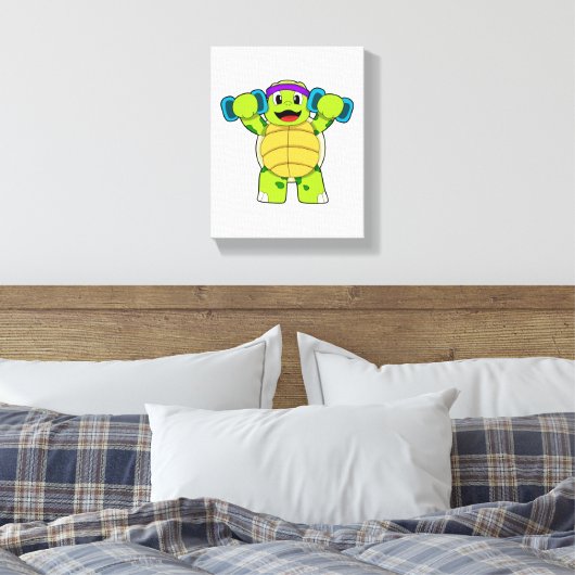 Turtle at Strength Training & Dumbells Leinwanddruck (Insitu (Schlafzimmer))