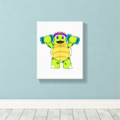 Turtle at Strength Training & Dumbells Leinwanddruck (Insitu (Holzboden))