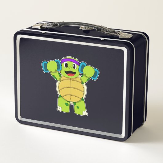 Turtle at Strength Training & Dumbells Metall Brotdose (Rückseite)