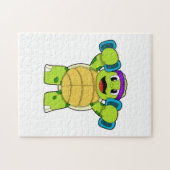 Turtle at Strength Training & Dumbells Puzzle (Horizontal)