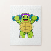 Turtle at Strength Training & Dumbells Puzzle (Vertikal)