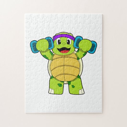 Turtle at Strength Training & Dumbells Puzzle (Vertikal)