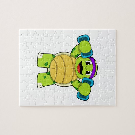 Turtle at Strength Training & Dumbells Puzzle (Horizontal)