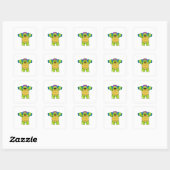 Turtle at Strength Training & Dumbells Quadratischer Aufkleber (Blatt)