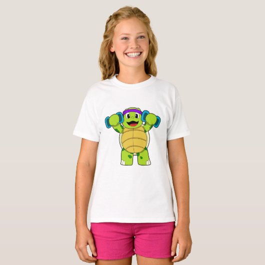Turtle at Strength Training & Dumbells T-Shirt (Vorne ganz)