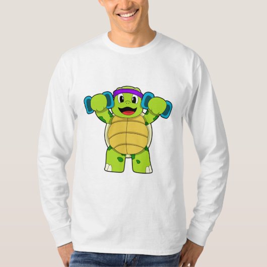 Turtle at Strength Training & Dumbells T-Shirt (Vorderseite)
